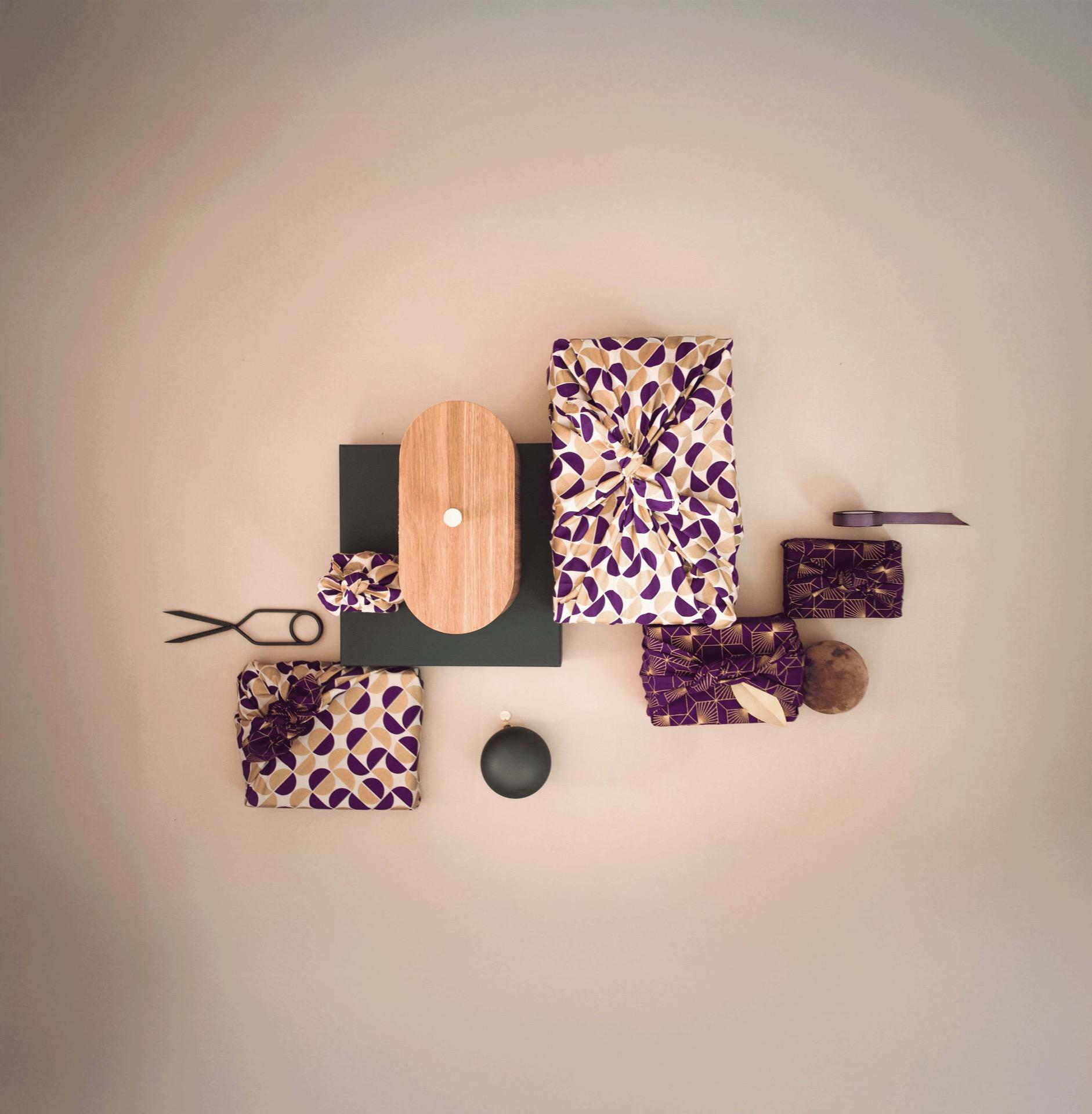 FabRap branded textile wraps displayed as premium gift packaging
